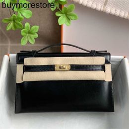 Top Cowhide Handbag Handmade BOX Bag Genuine Leather Handsewn Handheld Bag Mini Plain Cow Leather 22cm6JB4