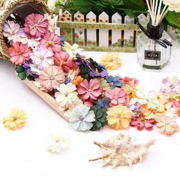 Decorative Flowers 20pcs Multicolor Daisy 4.5cm Mini Silk Fake Flower Heads For Wedding Party Hair DIY Wreath Accessories Home