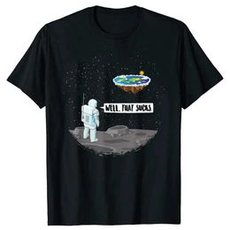 Men's T-Shirts 2024 Four Seasons T-shirt Interesting Flat Earth Astronaut T-shirt Short sleeved Pure Cotton Top Casual Hip Hop Popular Street T-shirt d240509