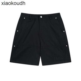 Rhude High end designer shorts for Summer New Pocket Decoration Letter Embroidery Mens and Womens Loose Casual Capris Work Shorts With 1:1 original labels