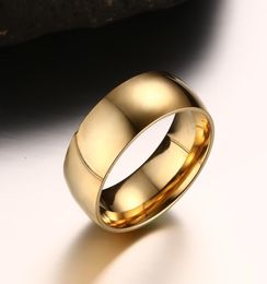 2019 Fashion Gold color Rings Men and Women 8mm Wide wedding Ring Environmental Anti Allergies anelli men jewelry US SIZE 5143654354