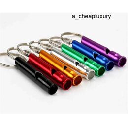 Metal Whistle Keychains Portable Self Defence Keyrings Rings Holder Fashion Car Key Chains Accessories Outdoor Camping Survival Mini Tools 50pcs