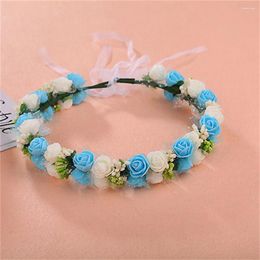 Decorative Flowers 1PC Fashion Bohemia Garland Rose Flower Crown Women Headbands With Adjustable Ribbon Girls Floral Wreath Bridal Halo