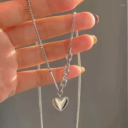 Pendant Necklaces Crystal Rhinestones Inlay Opal Stone Heart Necklace Love Women Clavicle