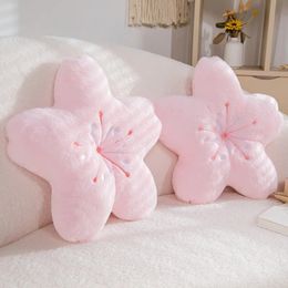 Ins Pink Cherry Petal Pillow Girls Bedroom Living Room Decoration Bay Window Floor Cushion Plush Tatami Sakura Mat 240428