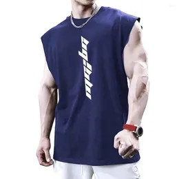 Men's Tank Tops Plus Size Men Summer Fitness Vest Letter Print Seamless Sleeveless Stretchy Breathable Quick-dry Casual Gym Sport Top