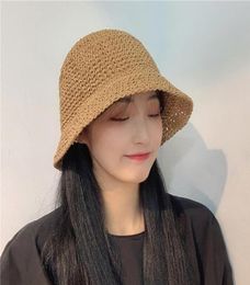 Wide Brim Hats Foldable Handmade Fisherman Straw Hat Sunscreen Sweet Summer Vacation Casual Holiday Women39s Girls Fashion Buck2274383