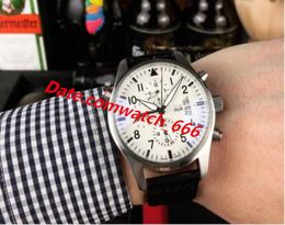 4 Style Luxury Watch 41mm Pilot Chronograph Top Gun 378901 Leather Strap Quartz Mens Fashion Men Watches1682041