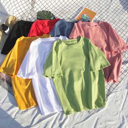 Men's T-Shirts 8 Solid Color Cotton T-shirt Womens S-4XL Harajuku White Fme O-Neck Korean Summer Basic Direct Shipping H240508