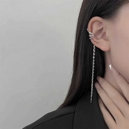 Dangle Chandelier Shiny Silver Colour Crystal Tassel Non Piercing Earrings Ear Cuff for Women Girls New Trendy Punk Female Stars Ear Clip Jewellery