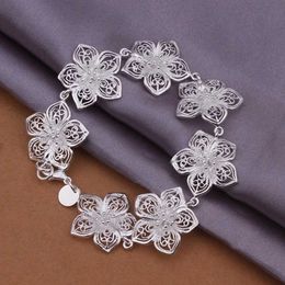 Bracelet ślubny 925 Srebrna srebrna bransoletka łańcuch kwiatowy eleganckie piękne biżuterię bransoletki ślubne dla kobiet lady urocze ślub 20 cm 8 cali