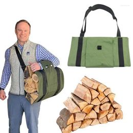 Storage Bags Firewood Log Carrier Ergonomic Large Capacity Canvas Bag Portable Organiser For Outdoor Camping Green Tote