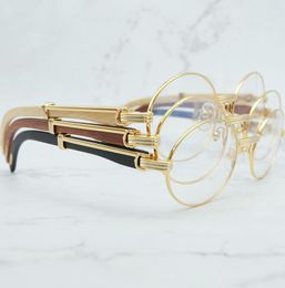 Designer Sunglasses Wood Clear Eye Glasses for Men Retro Oval Eyeglasses Frame Women Mens Accessories Luxury Gold Optical Frames9737503