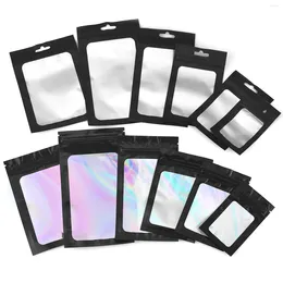 Jewelry Pouches 20pcThick Smell Proof Mylar Bags Holographic Laser Color Plastic Packaging Pouch Retail Storage Christmas Gift Bag