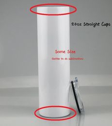 Sublimation 20oz Skinny Tumbler with Lid Straw Stainless Steel White Straight Cups Double Walled Insulated Vacuum Slim Water Bottl5875170