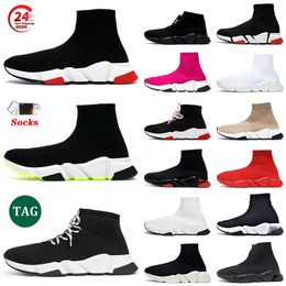 Top Fashion Mesh Paris Socks Shoes Designer Women Loafers Flat Vintage Triple S Black Clear Sole Lace-up Speed Trainers Mens Luxury Comfort Sneakers Boot