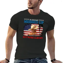 Men's Polos A Little Messed Up But We're Alright Cowboy Hat USA FLag T-Shirt Cute Clothes Blacks Hippie Mens Graphic T-shirts Funny