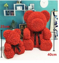 PE Plastic Artificial Flowers Rose Bear Multicolor Foam Rose Flower Teddy Bear Valentines Day Gift Birthday Party Spring Decoratio9910863