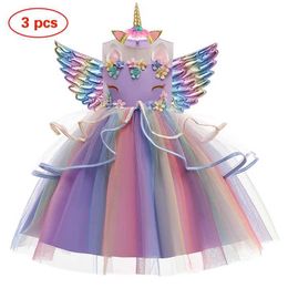 Girl's Dresses Baby Girl Tutu Dress Pink Rainbow Princess Girl Birthday Party Dress Childrens Halloween Performance Costume T240509