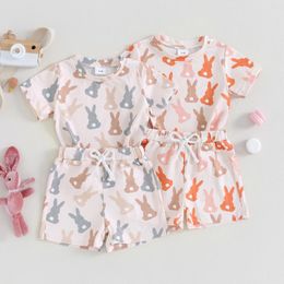 Clothing Sets Summer Easter Toddler Baby Boy Girls Outfit Print Short Sleeve T-shirt Elastic Waist Shorts Clothes