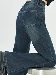 Women's Jeans Women's Blue Streetwear Vintage Y2k High Waist Straight Denim Baggy Trouser Korean Loose Mom Wide Leg Pants Casual Summer