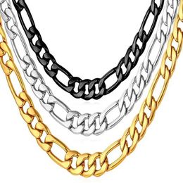 Chains Stainless Steel Figaro Chain Cuban Link Necklace For Men Women Aestethic Colar Choker Collar Gold Colour Jewellery DIY d240509