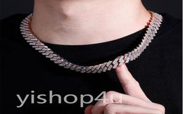 14mm Iced Cuban Link Prong Chain Necklace Bracelet 14K Two Tone White Rose Gold Cubic Zirconia Jewellery 16inch24inch Cuban Chain3129952