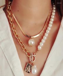 Chains Yourmistery Border Jewellery Retro Baroque Pearl Necklace Alloy Portrait Square Brand Pendant For Women Two Sets3303872