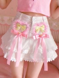 Skirts Skirt Sweet Lolita Style Mini Women Cute Lace Ruffles Cartoon Bow Party Short Girls Kawaii A-Line Tiered