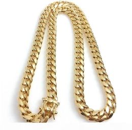 18K Gold Plated Necklace High Quality Miami Cuban Link Chain Necklace Men Punk Stainless Steel Jewellery Necklaces6932815