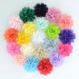 Decorative Flowers 10Pcs 7cm Chiffon Rose Heads Gauze DIY Hairpin Brooch Wedding Dress Hats Necklace Slippers Decoration Artificial