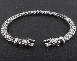 Gothic Viking Norse Dragon Bracelet Handmade Opening Vikings of Midgard Bangles twoheaded Wolf Bracelet for men accessories18364712