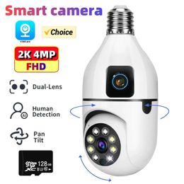 E27 Wifi Dual Lens Camera 1080P 5MP 4K PTZ Surveillance Camera CCTV Outdoor IP Cam Security Smart Home AI Tracking 240506