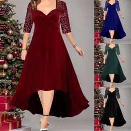 Casual Dresses Women's Solid Colour V Neck Velvet Beaded Big Size Swing Pearl Bridal Cape Floor Length Formal Dress