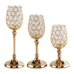 Candle Holders Luxury Candlestick Stand Gold Plated Pillar Votive Crystal Holder For Christmas Event Table Centerpiece Housewarming Gift