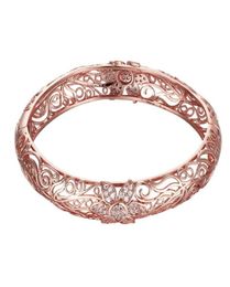 Retro Filigree Bangles Women Exquisite Rose Gold Color Cubic Zircon Bangles Ethnic Pattern Hollow Jewelry Accessories for Lady5510736
