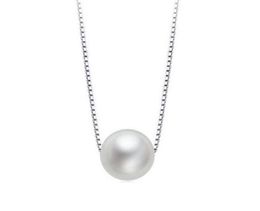 Simple Mother Pearl Pendant Necklace with Real 925 Sterling Silver Box Chain Elegant Jewelry for Womens Girls9922766