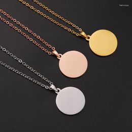 Pendant Necklaces 10pcs Stainless Steel Circle Bar Necklace Blank For Engrave Statement Name Metal Round Tag Mirror Polished Wholesale