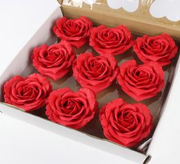 9pcs Diameter 10cm Soap Heart Shape Rose Scented Bath Body Petal Rose Flower Soap Case Wedding Decoration Gift Festival Box6302781