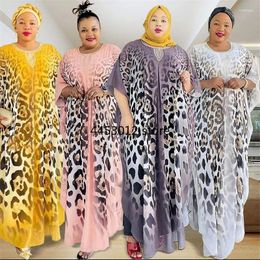 Ethnic Clothing African Dresses For Women Leopard Print Kaftan Dashiki Oversize Abaya Dubai Moroccan Caftan Traditional Boubou Robe Gown