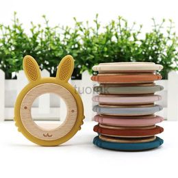 Teethers Toys Wooden cartoon rabbit teeth baby chewing toys silicone baby teeth care gifts childrens accessories toys baby products d240509