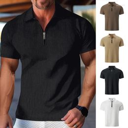 Men's T Shirts Mens Polo Zipper Short Sleeve Neck T-shirt Tipping Collar Business Casual Sports Shirt Summer Tops Blouse Fashion Clothes