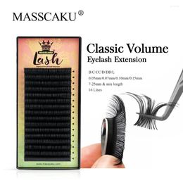 False Eyelashes Factory Price MASSCAKU High Quality Matte Black Korea PBT Eyelash Super Soft Natural Lashes Extensions Supplies For Beauty