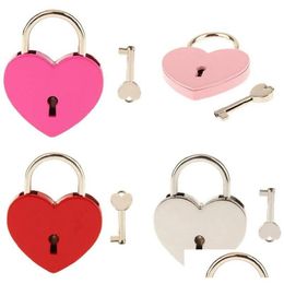Door Locks 7 Colours Heart Shaped Concentric Lock Metal Mitcolor Key Padlock Gym Toolkit Package Building Supplies Drop Delivery Home G Dhxoe