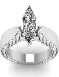 Fashion Luxury 925 sterling silver Marquise Cut Diamond 345CT Diamond Plated 18K White Gold Recommended Gifts Diamond Ring Bridal9129337