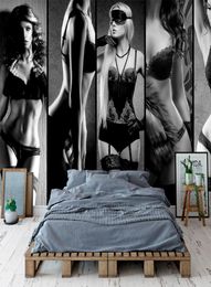 Custom Wall Papers Modern Body Art Po Wallpaper Black white sexy woman Wallpaper Love el Wall Mural Bedroom Bar Papel 4849928