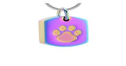 Dog Paw Etching Stainless Steel Memorial Urn Jewellery Loss Of Pet Keepsake Cremation Pendant Necklace7249985