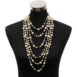 Necklace Earrings Set Pearl And For Women Chunky Statement Bead Gold Color Chain Long Pearls Costume Western Jewelry Necklaces