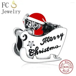 Loose Gemstones Fit Original Charm Bracelet 925 Silver Letter Enamel Santa Claus Car Sled Beads Making Berloque Vanlentine Kralen
