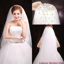 New High Quality Bridal Veils New Arrival Sequined Sparkly Crystals Tulle White Bridal Cheap Wedding Veil Wedding Accessories Fingertip 297S